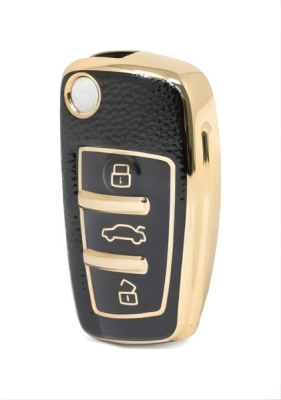 Audi Black Gold Nano Key Cover For A1, A3, A4, A5, A6, A7, Q3, Q5, Q7 - Audi