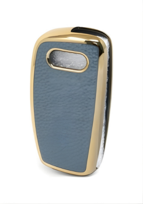 Audi Gray Gold Leather Pattern Key Cover For A1, A3, A4, A5, A6, A7, Q3, Q5, Q7 - 3