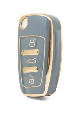 Audi Gray Gold Nano Key Cover For A1, A3, A4, A5, A6, A7, Q3, Q5, Q7 - Audi