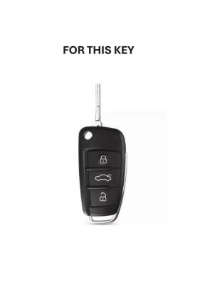 Audi Honeycomb Pattern Silicone Key Cover, Gray, Compatible with A1, A3, A4, A5, A6, A7, Q3, Q5, Q7 Models, Premium Protection - 2