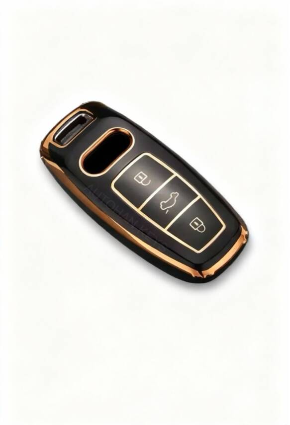 Audi Luxury Black Gold Nano Key Cover for A3, A6L, A7, A8, Q8, E-Tron C8, D5 (2021–2022 Models) - 1