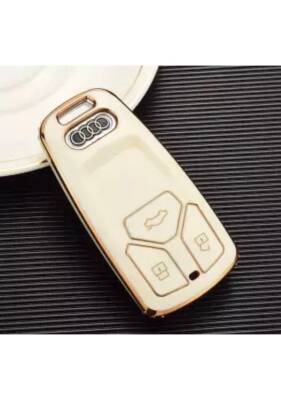 Audi Luxury Key Cover, White-Gold Nano Protective Case, Premium Quality, Compatible with A4 B9, A5, A6, 8S, 8W, Q5, Q7 4M, S4, S5, S7, TT, TTS, TFSI, RS Models - 2