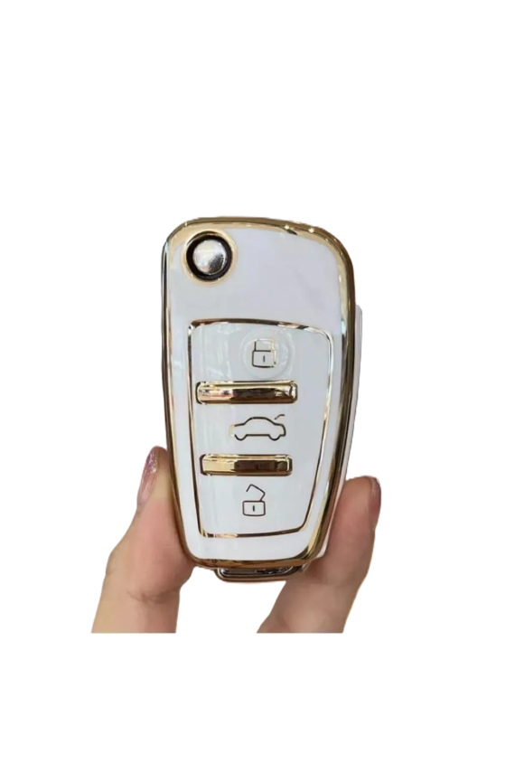 Audi Luxury Nano Key Cover White Gold for A1 A3 A4 A5 A6 A7 Q3 Q5 Q7 - 1