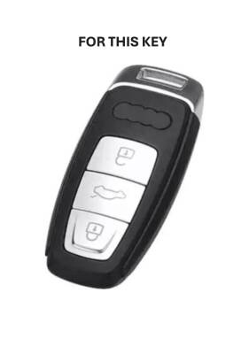 Audi Nano Key Cover, White-Gold, Compatible with A3 (2021-2022), A6L, A7, A8, Q8, E-Tron, C8, D5 Models, Luxury Protective Case - 2