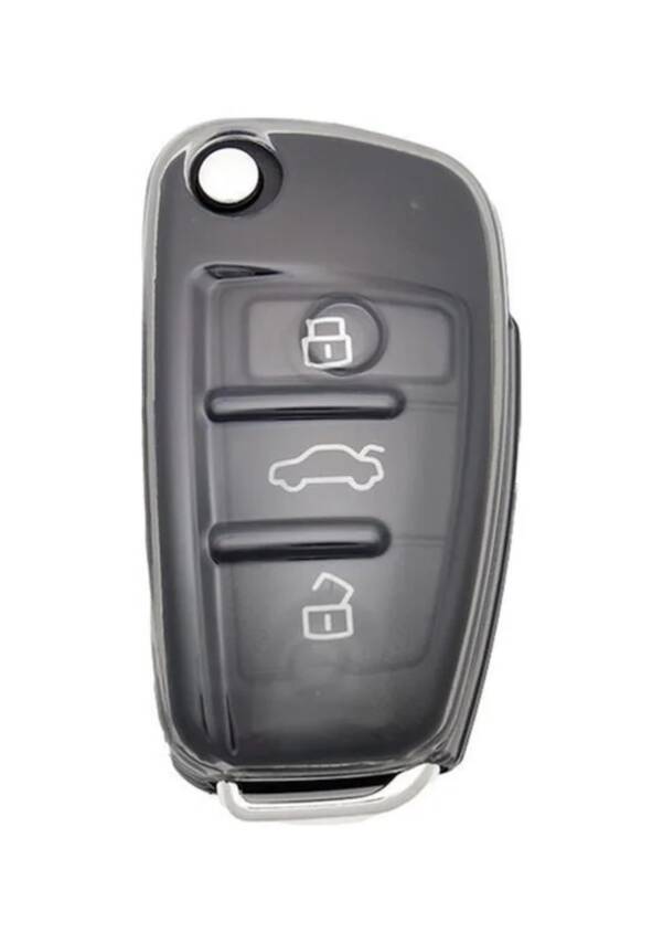 Audi Transparent Anthracite Key Protective Cover, Compatible with A1, A3, A4, A5, A6, A7, Q3, Q5, Q7 Models - 1