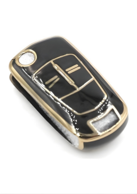 Opel Luxury Nano Key Cover, Black-Gold, 2-Button Premium Protector Compatible with Opel Astra H, Corsa D Models - 2
