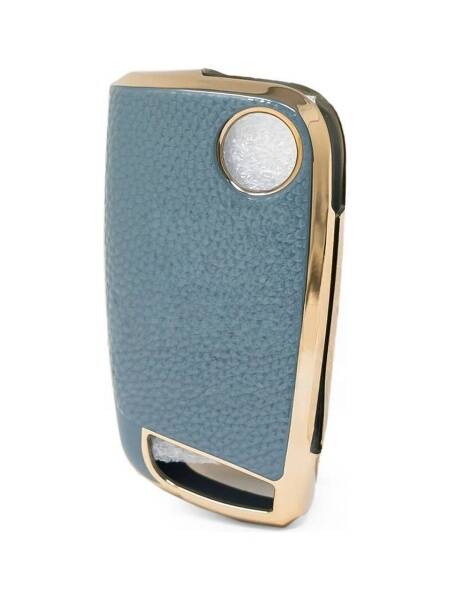 Volkswagen Luxury Nano Key Cover, Gray-Gold Design, 3-Button Flip Key Protector, Compatible with Volkswagen Golf 7 And 7.5, T-Roc, Seat Leon Mk3 - 3