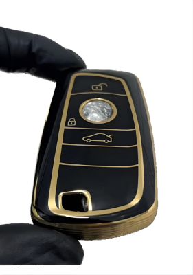 BMW Key Cover, Black-Gold, 3 Buttons, Compatible with 1, 3, 5, 7 Series, X1, X3, X4, X5, F10, F15, F16, F20, F30, F18, F25, M3, M4, E34 Models, Luxury Protective Case - 2