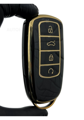 Chery Luxury Black Gold Nano Car Key Cover For Tiggo 8 Pro, Omoda 5, Tiggo 7 Avantgarde Premium Quality - Chery