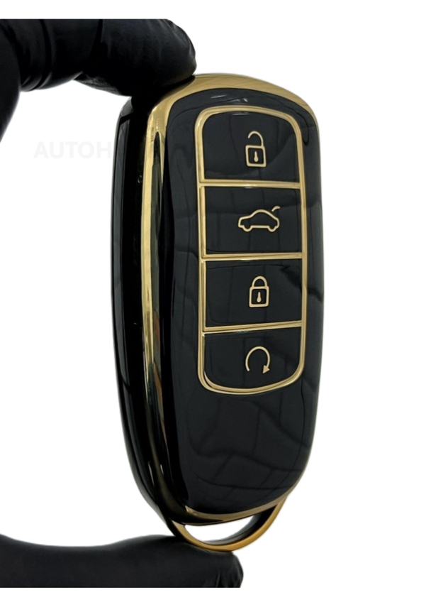 Chery Luxury Black Gold Nano Car Key Cover For Tiggo 8 Pro, Omoda 5, Tiggo 7 Avantgarde Premium Quality - 1