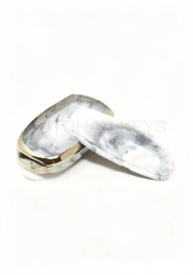 Chery Luxury Marble Pattern Smart Key Cover, White-Gold, 3 Button, Nano Coated, Compatible with Tiggo 8 Pro - 3