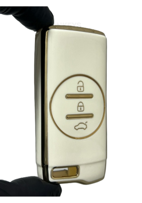 Chery Luxury Smart Key Cover, White-Gold, 3 Button, Nano Coated, Premium Quality, Compatible with Tiggo 7 Pro - 2