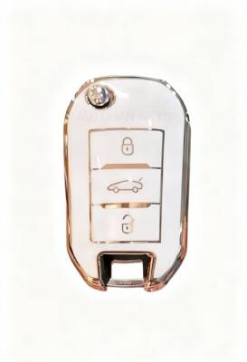 Citroen Luxury Key Cover, Nano Protection, White Gold, Compatible with C3, C4, C5, Jumpy Models - Citroen