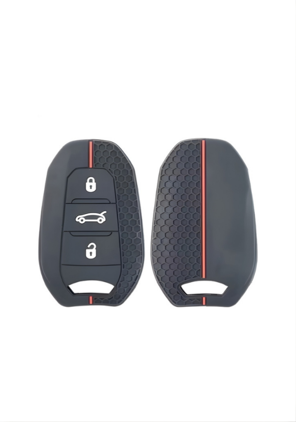 Citroen-Peugeot Black Honeycomb Key Cover, 3 Button, Compatible with 208, 308, 508, 2008, 3008, 5008, Rifter - 1