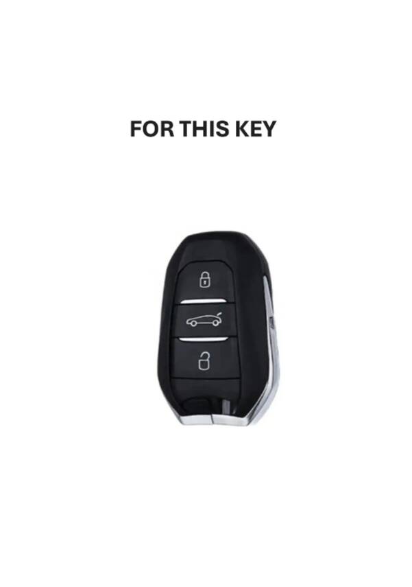 Citroen-Peugeot Black Honeycomb Key Cover, 3 Button, Compatible with 208, 308, 508, 2008, 3008, 5008, Rifter - 3