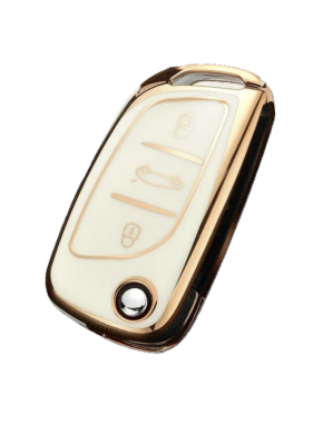 Citroen-Peugeot Luxury Gold White Nano Protective Key Cover For C1, C2, C3, C4, C5, 306, 407, 807, DS, DS4, DS6 - Citroen