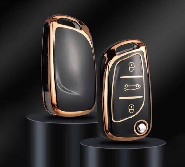 Citroen & Peugeot Luxury Nano Key Cover, Black-Gold, Premium Protective Case Compatible with C1, C2, C3, C4, C5, 306, 407, 807, DS, DS4, DS6 - 2