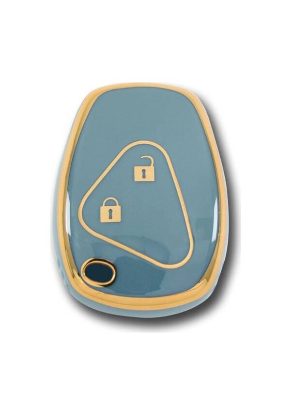 Dac Luxury Nano Key Cover, Gray Gold Color, 2-Button Design, Compatible with Ren Clio 3 and Dac Duster Models - 1