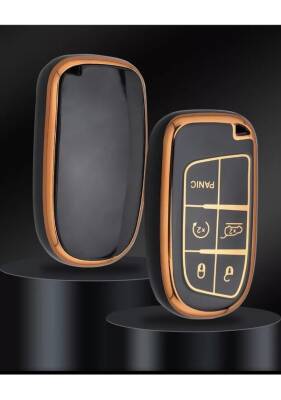 Dodge Luxury Black Gold Nano Protective Key Case Compatible with Renegade, Grand Cherokee, Chrysler Models - 2