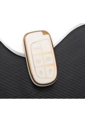 Dodge Luxury White Gold Premium Nano Protective Key Case Compatible with Renegade, Grand Cherokee, Chrysler Models - Dodge