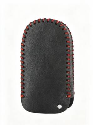 Fiat Black Red Braided Leather Key Cover For Egea Cross, 500X, 500L 3-Button - 2