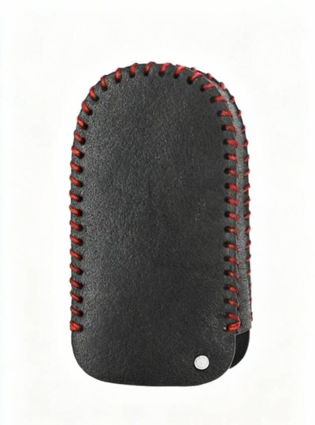 Fiat Black Red Braided Leather Key Cover For Egea Cross, 500X, 500L 3-Button - 2