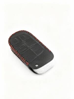 Fiat Black Red Braided Leather Key Cover For Egea Cross, 500X, 500L 3-Button - 3