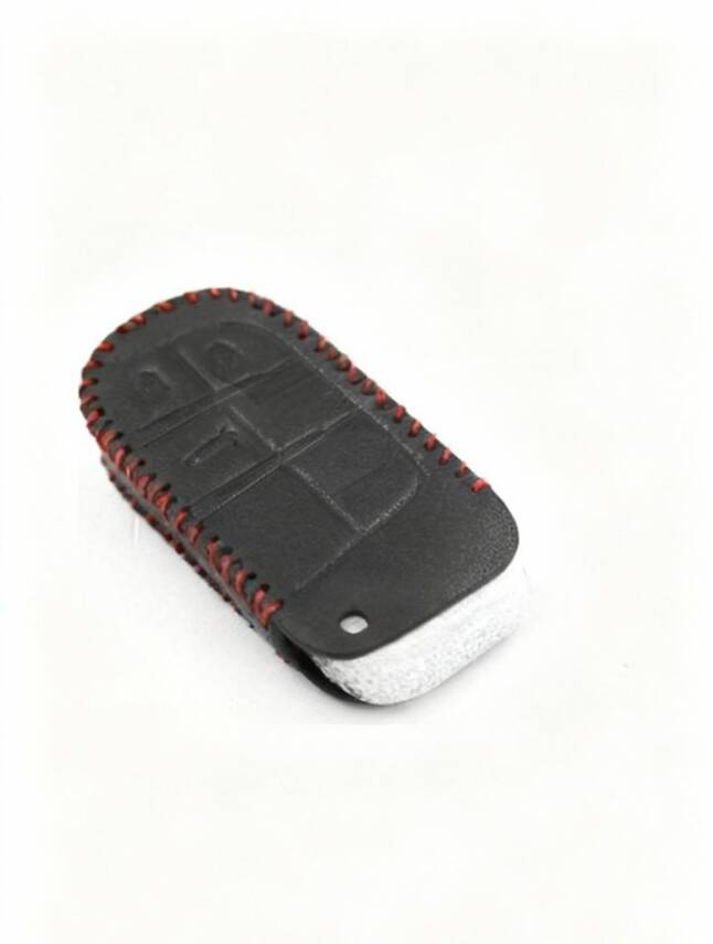 Fiat Black Red Braided Leather Key Cover For Egea Cross, 500X, 500L 3-Button - 3