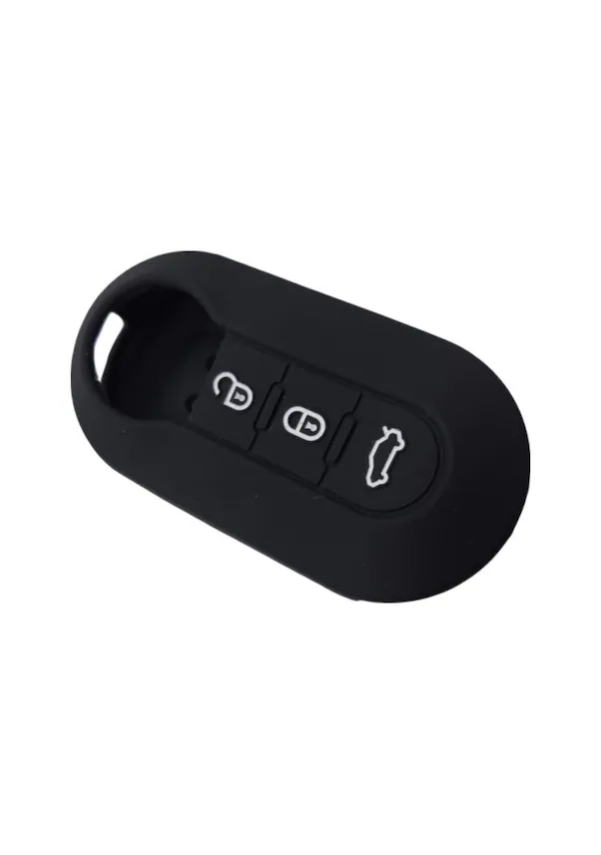 Fiat Citroen Peugeot Silicone Key Cover 3 Buttons Black Compatible with Doblo, 500, 500X, 500L, Ducato, Citroen Jumpy, and Peugeot Boxer - 1