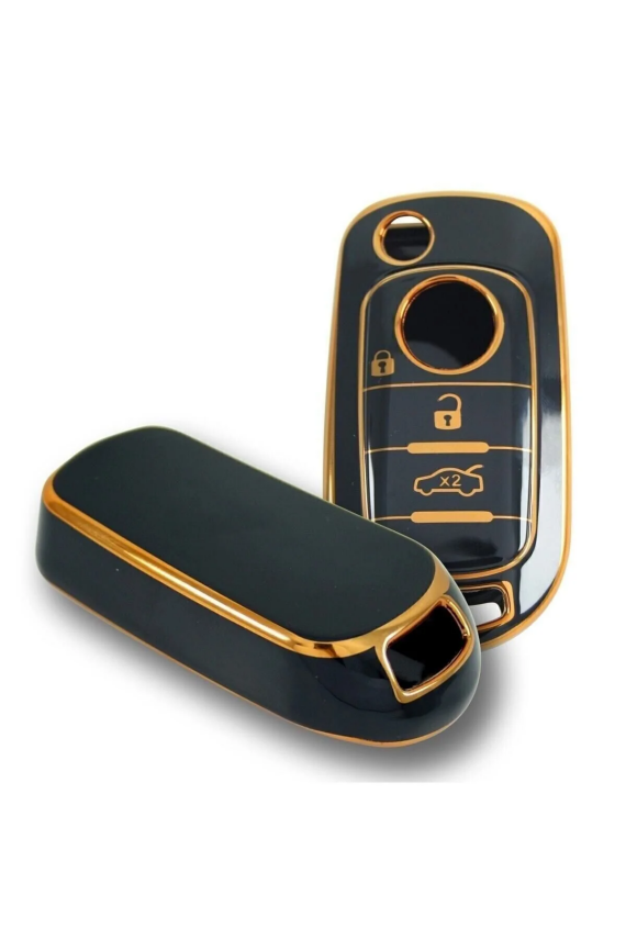 Fiat Egea Key Cover 3 Buttons Nano Protection Black Gold - 3