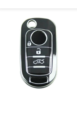 Fiat Egea Key Cover 3 Buttons Nano Protection Black Silver - Fiat