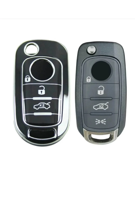 Fiat Egea Key Cover 3 Buttons Nano Protection Black Silver - 3