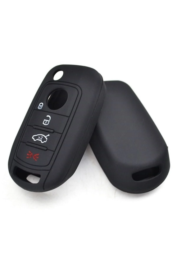 Fiat Egea Silicone Key Cover 4 Buttons Black Protective Case - 2