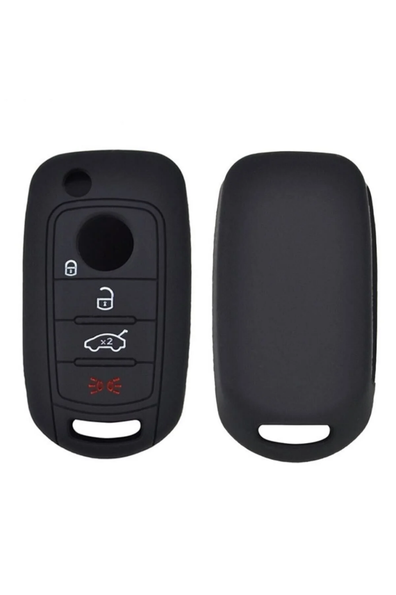Fiat Egea Silicone Key Cover 4 Buttons Black Protective Case - 3