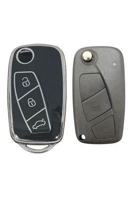 Fiat Fiorino Linea Ducato Peugeot Boxer Citroen Jumper Flip Key Cover Black Silver Compatible with Fiorino, Linea, Ducato, Peugeot Boxer, and Citroën Jumper - 2