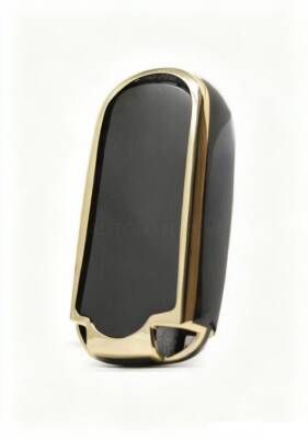 Fiat Luxury Nano Key Cover, Black-Gold, 5 Button Premium Protective Case Compatible with Egea, Cross, 500X, 500L - 2