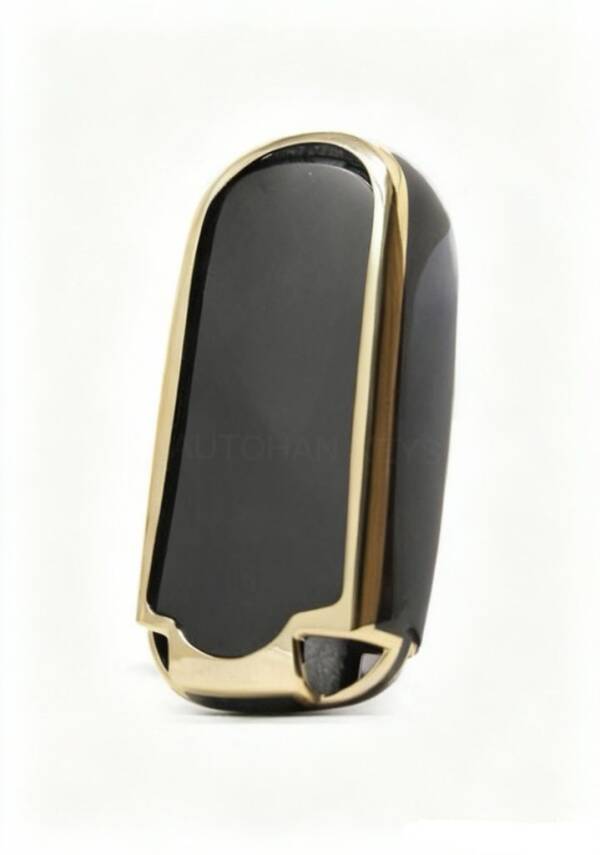 Fiat Luxury Nano Key Cover, Black-Gold, 5 Button Premium Protective Case Compatible with Egea, Cross, 500X, 500L - 2