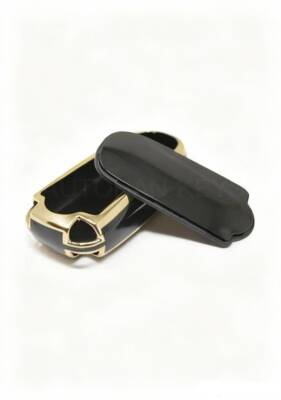 Fiat Luxury Nano Key Cover, Black-Gold, 5 Button Premium Protective Case Compatible with Egea, Cross, 500X, 500L - 3