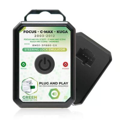 Ford Focus / C-Max / Kuga / Mondeo Steering Lock Emulator – Plug & Play ESL/ELV Simulator with Lock Sound | Green Connector Type | MK3 MK20040 | 8M51-3F880-GX Compatible - Ford