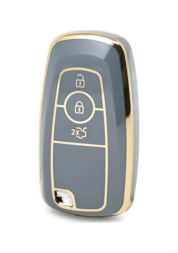 Ford Nano Key Cover, Grey-Gold Color, Compatible with Kuga, Fusion, Ecosport, F150, F250, Ranger Models - 1