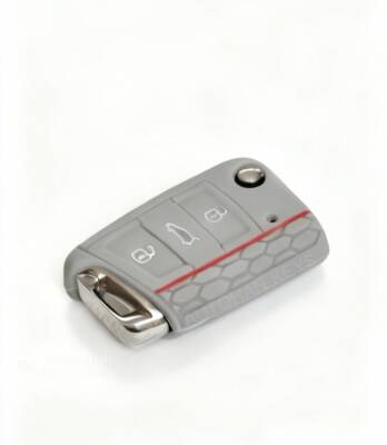 Gray Honeycomb Silicone Key Cover Volkswagen Skoda Seat Compatible with Golf7, Polo, Tiguan, Seat - 3
