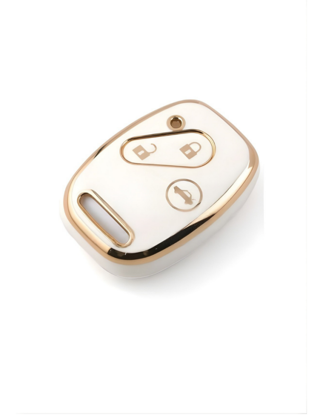 Honda Luxury 3-Button Nano Key Cover, White-Gold Design, Compatible with Civic FD6, CR-V, Accord — Premium Smart Key Protector - 2