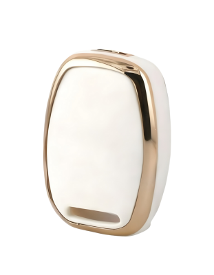 Honda Luxury 3-Button Nano Key Cover, White-Gold Design, Compatible with Civic FD6, CR-V, Accord — Premium Smart Key Protector - 3
