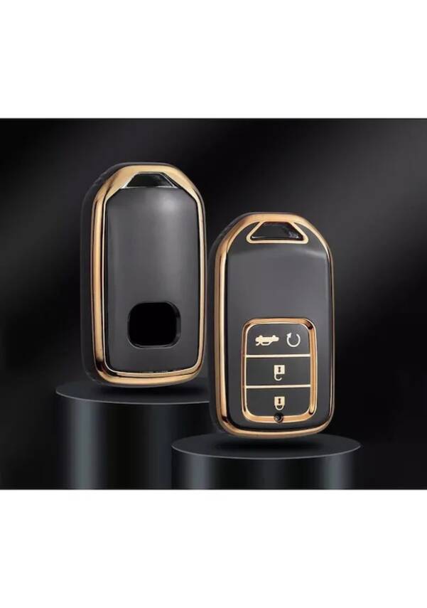 Honda Luxury Black Gold Premium Protective Key Cover For CR-V, HR-V, Accord 3+1 Button - 2