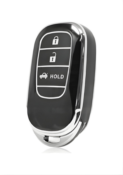 Honda Luxury Black Silver Nano Smart Key Cover For FE1 Civic, CR-V, HR-V, Accord - 1