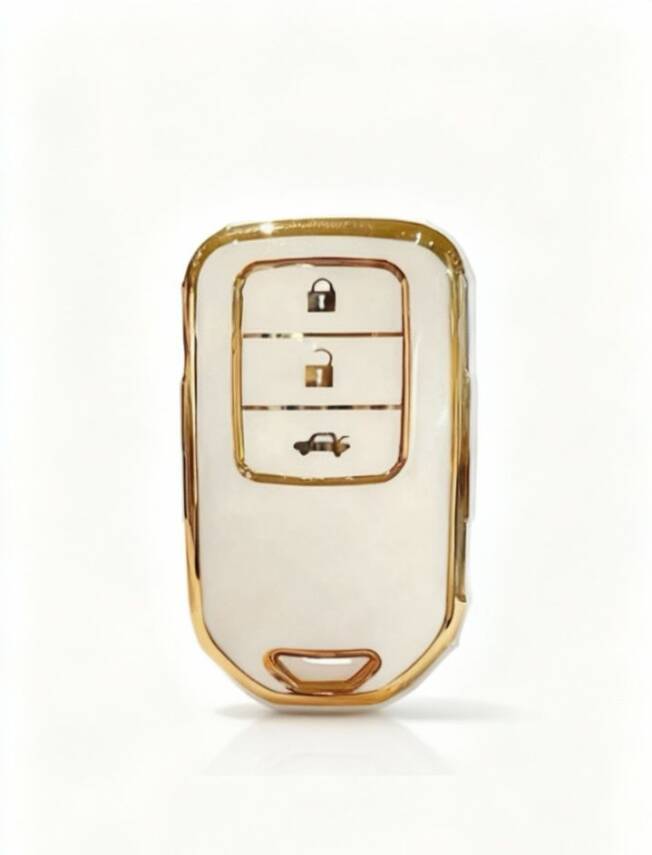 Honda Luxury White Gold Nano Smart Key Cover For Civic, Accord, CR-V, XR-V - 1