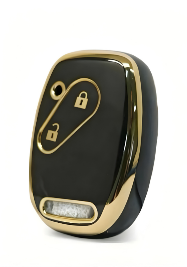 Honda Nano Key Cover, Black-Gold Color, 2-Button Non-Folding Design, Compatible with Civic FD6, CRV, Accord Models - 1
