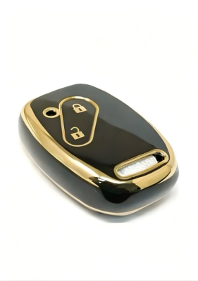 Honda Nano Key Cover, Black-Gold Color, 2-Button Non-Folding Design, Compatible with Civic FD6, CRV, Accord Models - 2