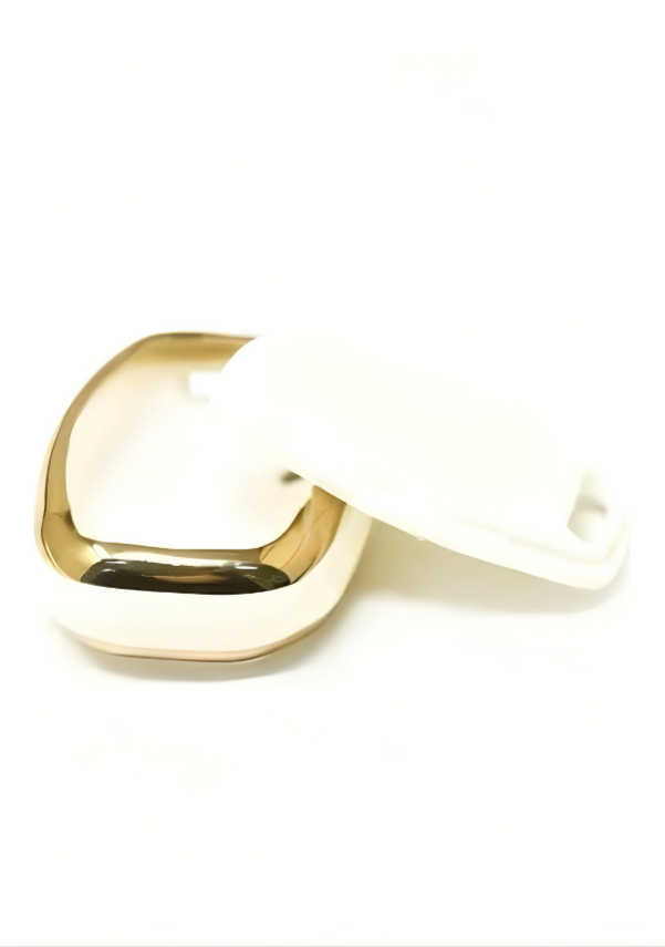 Honda Nano Key Cover, White-Gold Color, 2-Button Non-Folding Design, Compatible with Civic FD6, CRV, Accord Models - 3