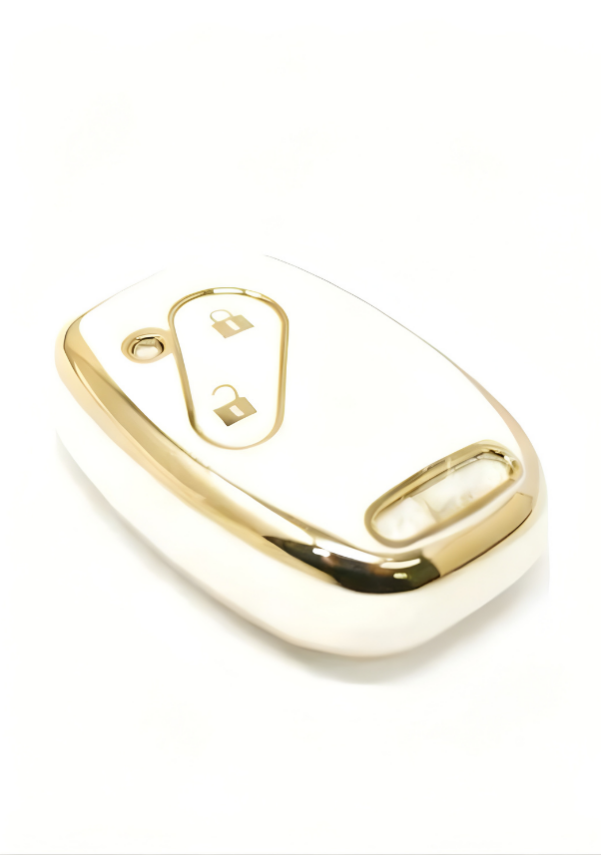 Honda Nano Key Cover, White-Gold Color, 2-Button Non-Folding Design, Compatible with Civic FD6, CRV, Accord Models - 2
